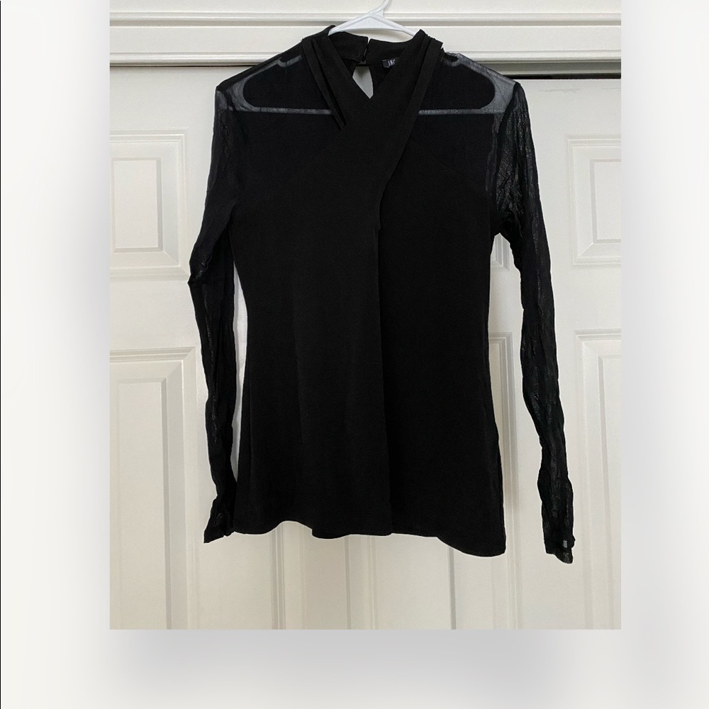 INC Black sheer sleeve dress shirt
